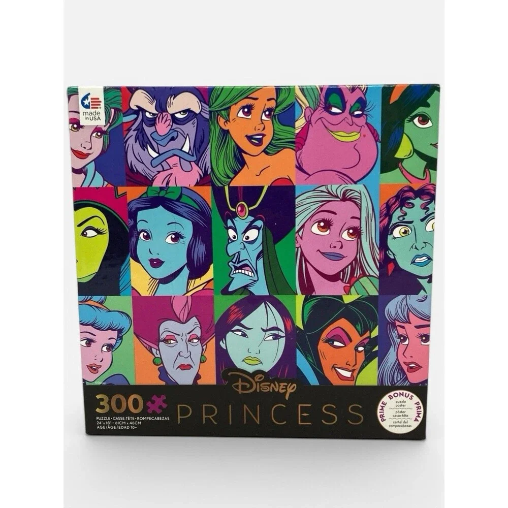 Ceaco Disney Puzzle 300 Pc Oversized Pieces Princess Snow White Villains Ariel‎